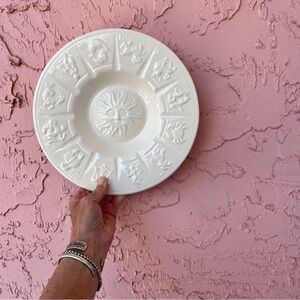 Vintage Ceramic Astrology Zodiac 3D Raised Hanging Wall Decor 70s Glazed
